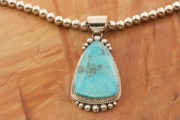 Genuine Kingman Turquoise Sterling Silver Pendant and Necklace Set